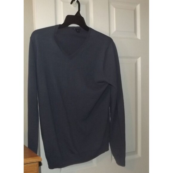 Gap V Neck Sweater 100% Merino Wool Blue Pullover Mens Size Large EUC - Picture 1 of 3